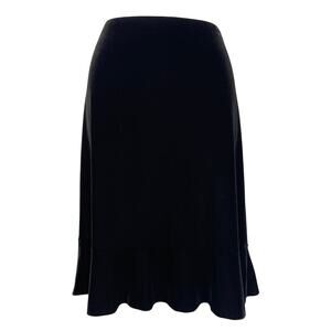 Vintage Alex Evenings Black Velvet Flare Hem Midi Skirt Women's Size Large